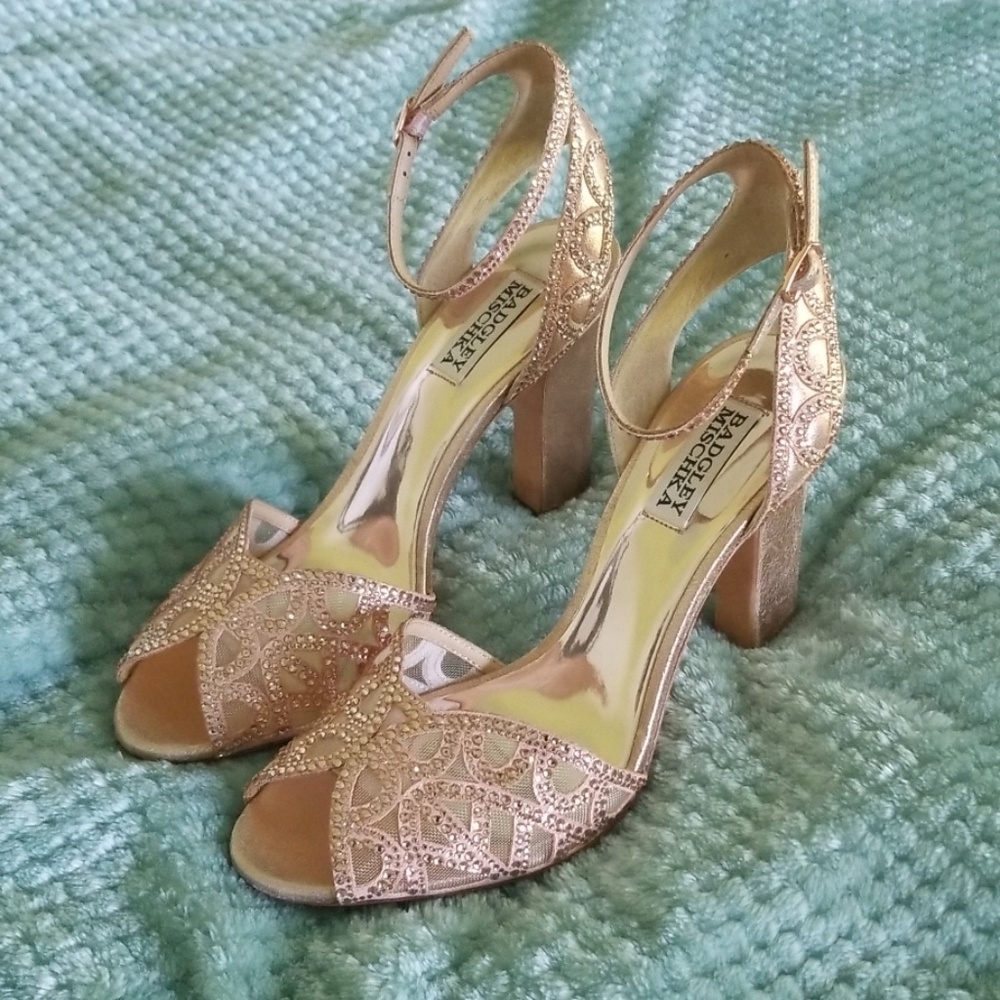 Badgley mischka rose gold heels.